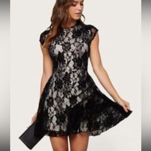 Bebe Sleeveless Lace Overlay Dress